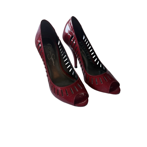 Jessica Simpson Shoes - Jessica Simpson Leela Women Red Patent Leather Upper Shoes Peep Toe Pump size 7